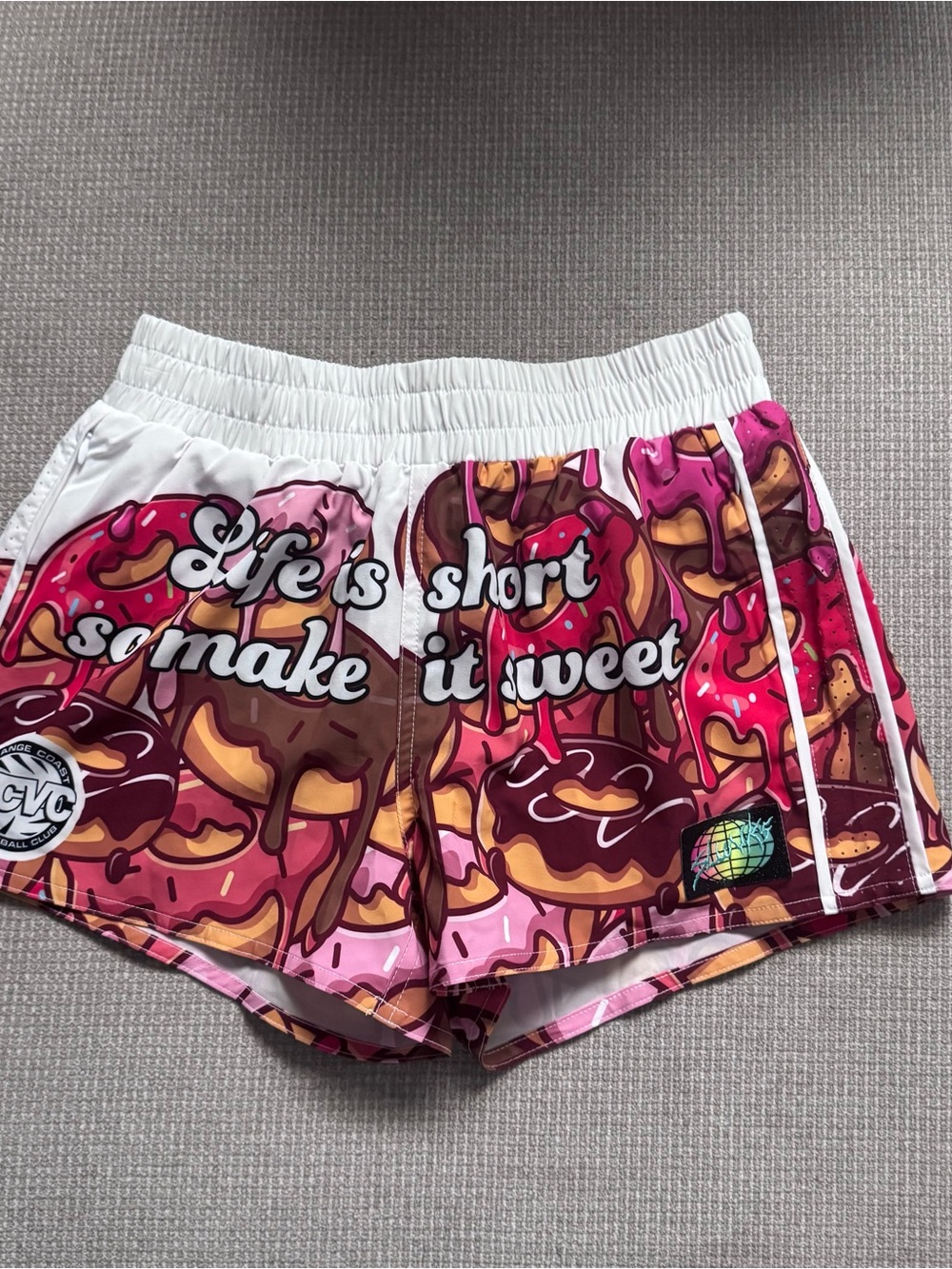 Slunks Women’s White & Pink Graphic Donut Print Shorts XS